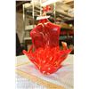 Image 2 : Mid century Canadian Art Glass "Lorraine" red splash vase 11" by 10.5"