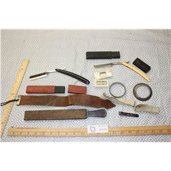 Vintage Barber Shop Straight Razors, Strobes, Arm Bands, and Razor Blades