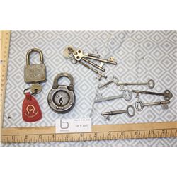 10 Skeleton Keys, Slaymaker Lock and Master Lock with Key