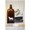 Image 1 : White Horse Whiskey Bottle, Glasses, and Matches Tins