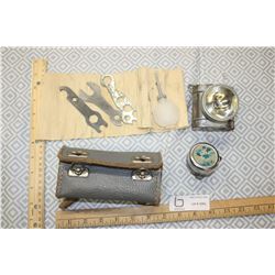 Antique Bicycle Tool Kit (complete), Eveready Lantern and Mickey Mouse Bell