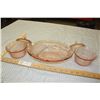 Image 1 : Pink Depression Glass 3 Piece of 2 Bowls (with lids) and oval bowl