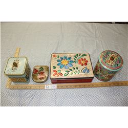 4 Beautiful Vintage Decorative Tins