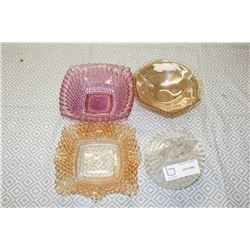 3 Vintage Bowls and 1 Swan Candy Dish