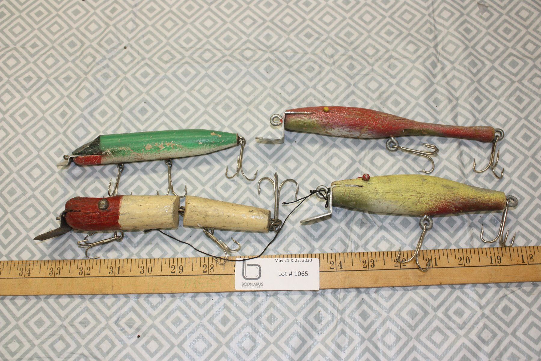 4 TIMES THE MONEY Vintage Wooden Fishing Plugs