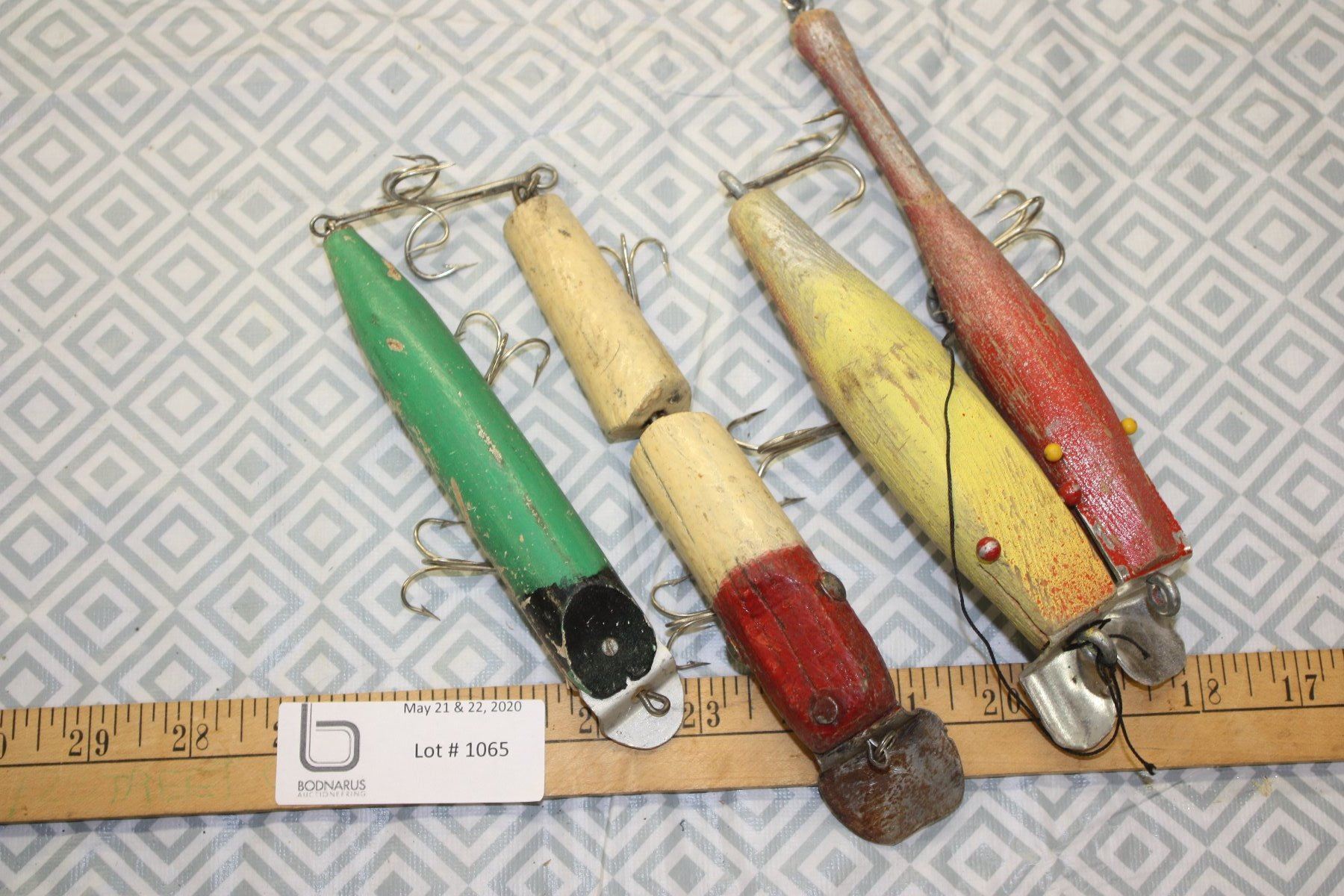 4 TIMES THE MONEY Vintage Wooden Fishing Plugs