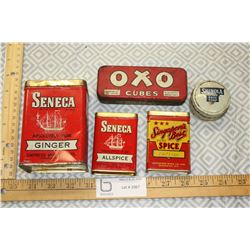 1940s Seneca, Singapores Best, OXO, and Shinola Tins