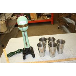1950s Mix n Whip Master Heavy Cast Iron (Runs Very Smooth) with 5 Milk Shake Containers