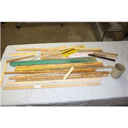 20 Vintage Yard Sticks and 20 Vintage Rulers
