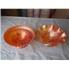 Image 1 : 2 TIMES THE MONEY- 2 Beautiful Carnival Glass Bowls Matching Flower Pattern