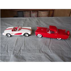 2 Plastic Model Kits: 1960 Corvette, 1956 Thunderbird