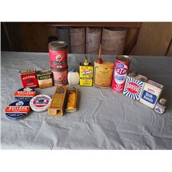 Lot of Vintage Tins; Bicycle Oil Plastic Can, Hoppe's Gun Grease, STP full can