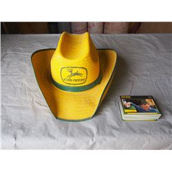 Vintage 1950's John Deere Straw Cowboy Hat plus incomplete set of 1994 John Deere Collector Cards