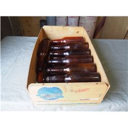 Vintage Beer Bottles with Wooden Grapes Crate
