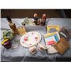 Image 1 : Assorted Household Collectables: Glassware, Lamp Base, Royal Albert Serving ware, Figurines, etc