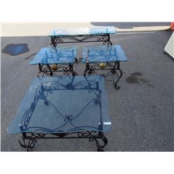4 piece Metal & Glass Coffee, Sofa, and End Tables