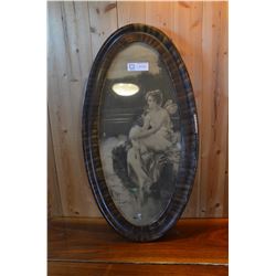 Vintage Oval Picture in Vintage Wooden Frame
