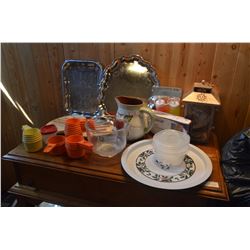 Misc.- Silver Platters Containers, Measuring Cups