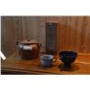 #2 Bean Pot, Alberta Springs Wooden Box, Enamel Cup and Food Funnel
