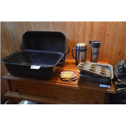 Enamel Roaster, Thermoses, and Baking Tins