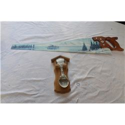 Hand Painted Saw w/ Collectors Spoon