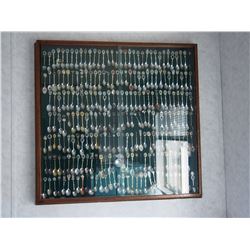 Wooden Spoon Rack with Sliding Glass Doors- Contains Approx 235 Spoons