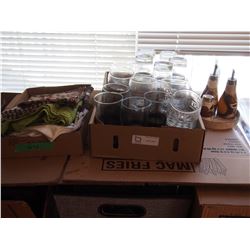 4 Boxes of Glassware and Kitchen Related Assorted Linen