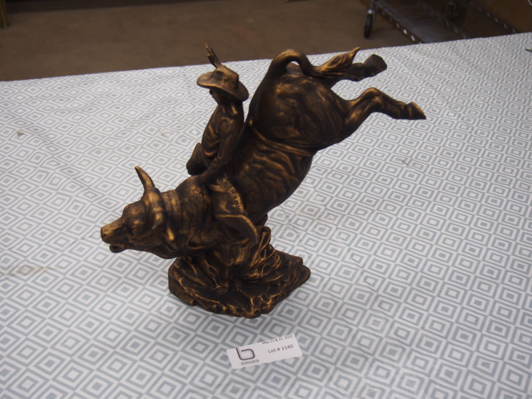 Bull Riding Statue Ceramic Bull Rider Statue - Bodnarus Auctioneering