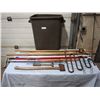 Image 1 : Axe,Various Handles,Copper Sprinkler Set up,Garbage Can Etc