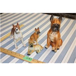 4 Boxer Dog Figurines