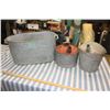 Image 1 : Galvanize Tub, and 2 Old Gas Cans