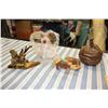 Image 1 : Ceramic Squirrel Container, 3 Wooden Display Pieces and Angel