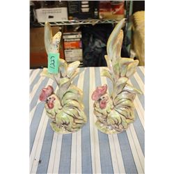 Pair of Ceramic Roosters