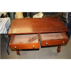 Desk on Wheels with 2 Drawers 42" W by 23" D by 29" T