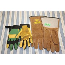 Pair of Welding Gloves and Pair of John Deer Gloves