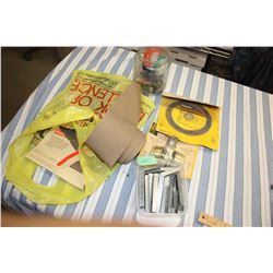 Sanding Paper, Tape, Deadbolt, Masonry Cutting Wheel, Staples etc.