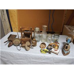 Lot of Vintage Hand Tools, Vintage Mason Jars, and more