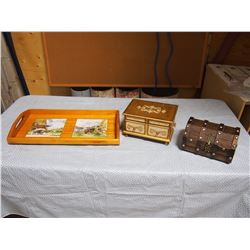 Wooden Tray, Wooden Trunk, Musical Jewellery Box