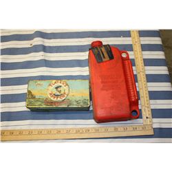 Tobacco Tin and Esso Outboard Oil Container