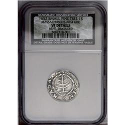1652 SHILNG Pine Tree Shilling, Small Planchet--Bent, 1652