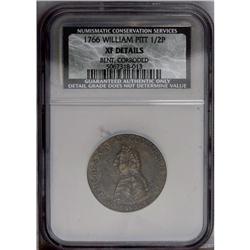 1766 1/2P Pitt Halfpenny--Bent, Corroded--NCS. XF Deta 1766[1/2P] Pitt Halfpenny--Bent, Corroded--NC