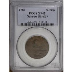 1786 COPPER New Jersey Copper, Narrow Shield XF45 PCGS 1786[COPPER] New Jersey Copper, Narrow Shield