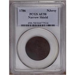 1786 COPPER New Jersey Copper, Narrow Shield, Straight 1786[COPPER] New Jersey Copper, Narrow Shield