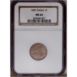 1857 1C MS64 NGC. Snow-2, the Obverse of 1856 with a s 1857[1C] MS64 NGC.