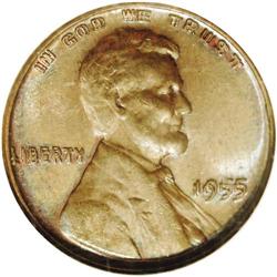 1955/55 1C Doubled Die Obverse MS63 Brown NGC. FS-021. 1955/55[1C] Doubled Die Obverse MS63 Brown NG