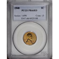 1940 1C PR66 Red PCGS. Sharply detailed and well prese 1940[1C] PR66 Red PCGS.