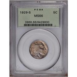 1929-S 5C MS66 PCGS. Iridescent apricot and sky-blue c 1929-S[5C] MS66 PCGS.