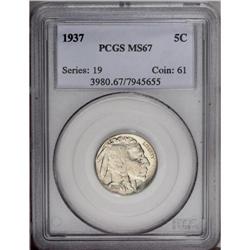 1937 5C MS67 NGC. Lightly toned surfaces radiate inten 1937[5C] MS67 NGC.