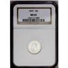 Image 1 : 1875 10C MS65 NGC. Pleasing frosty luster characterize 1875[10C] MS65 NGC.