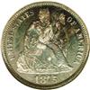 Image 1 : 1875 10C PR66 NGC. The obverse is splashed with teal a 1875[10C] PR66 NGC.